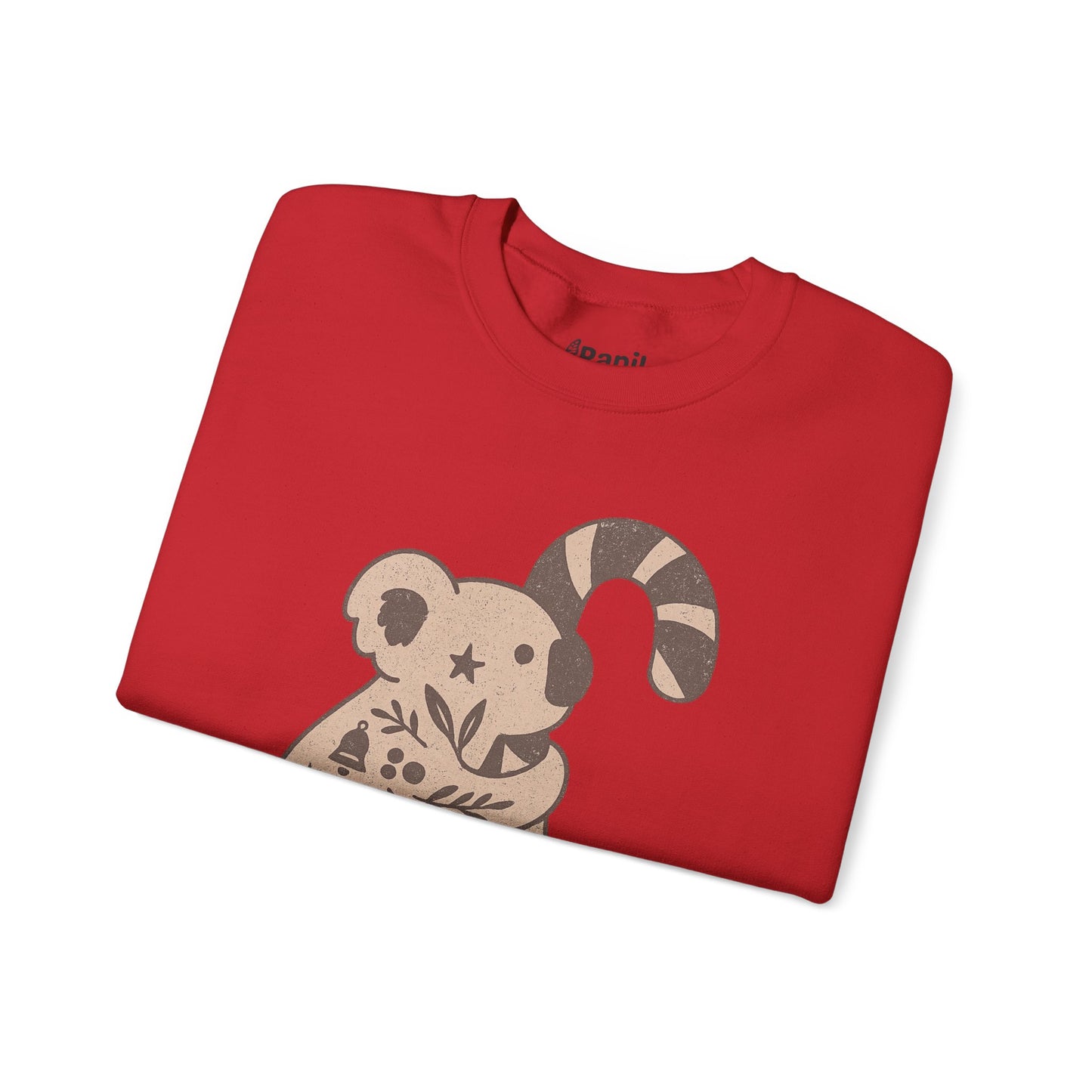 Koala Candy Cane Crewneck Christmas Sweatshirt — Whimsical Floral Australian Koala Holiday Sweatshirt