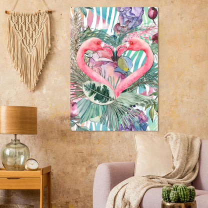 Flamingo Love Tropical Wall Art Poster