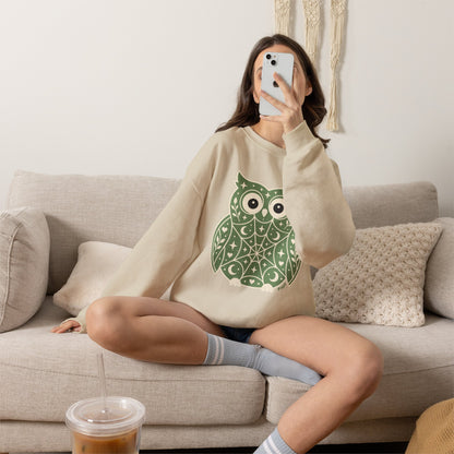 Wise & Whimsical — Folk Owl Cosy Crewneck Sweatshirt