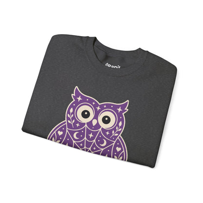 Wise & Whimsical — Folk Owl Cosy Crewneck Sweatshirt