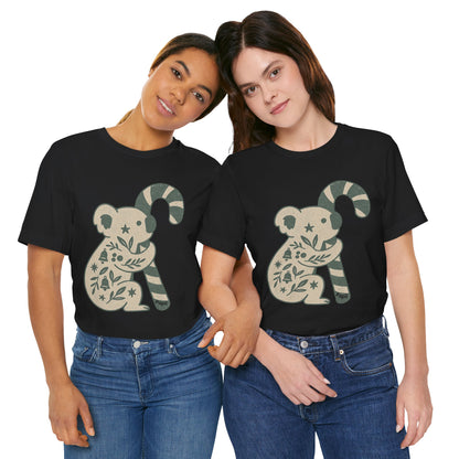 Koala Candy Cane Christmas Unisex T-Shirt — Cute Floral Koala Australian Holiday Tee