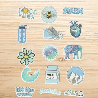 Blue Aesthetic Pack 50pcs | Coastal Vibes | Matte Vinyl | Sticker Pack