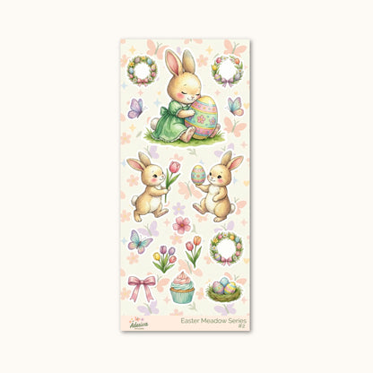 Easter Meadow Bunny & Chick | Planner Set | White Vinyl | Sticker Sheet