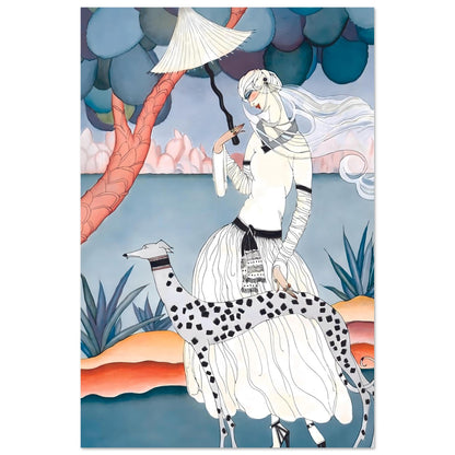 Ms Vogue & Her Spotted Hound Art Deco Wall Art Poster 60x90 cm 24x36″