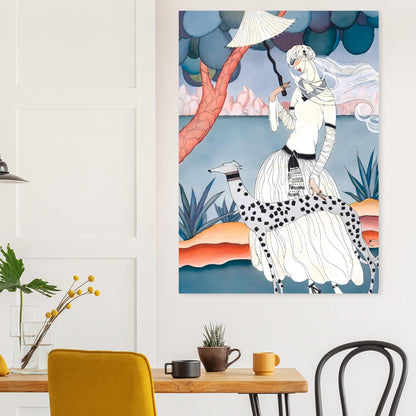 Ms Vogue & Her Spotted Hound Art Deco Wall Art Poster