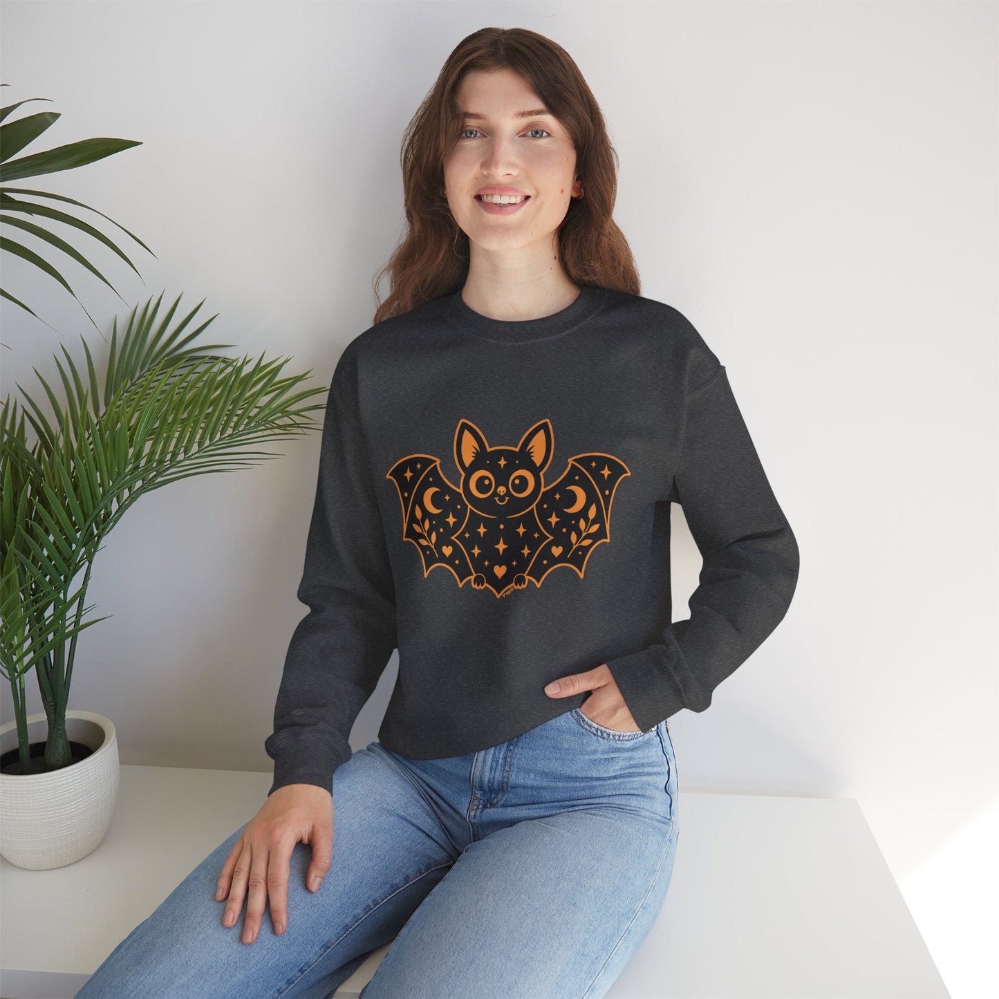 Moonlit Magic — Cute Purple Bat Halloween Crewneck Sweatshirt