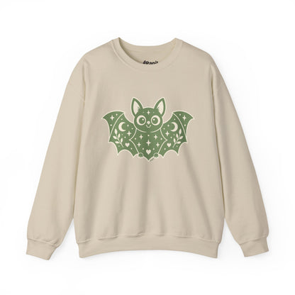 Moonlit Magic — Cute Purple Bat Halloween Crewneck Sweatshirt Sand