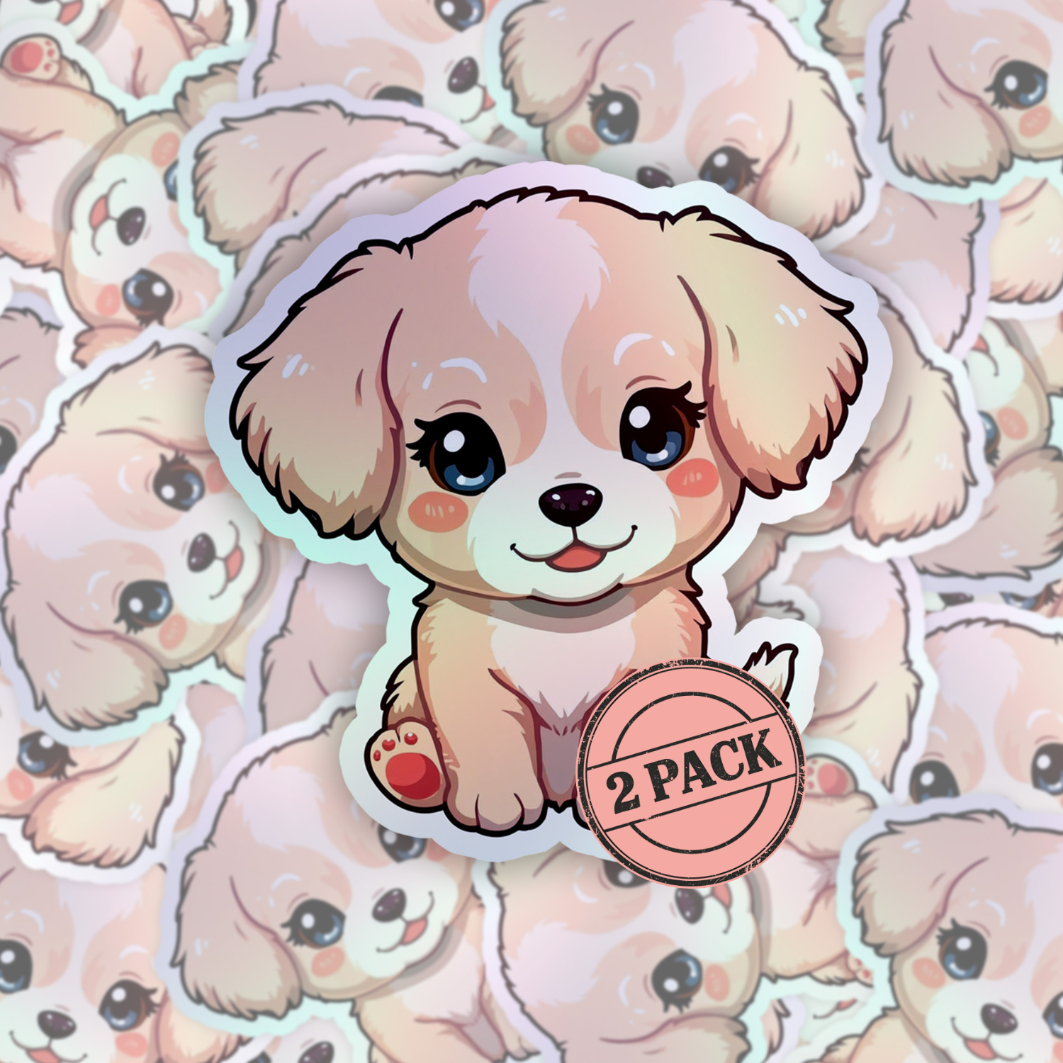 Kawaii Puppy Rainbow Set | Cute Dog | Holographic Foil | Kiss-Cut Sticker