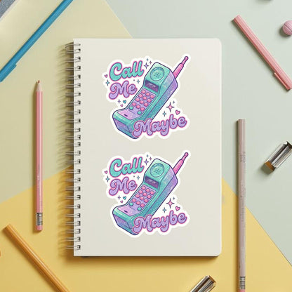 Call Me Maybe Retro Phone | 90s Pastel | Glitter Vinyl | Die-Cut Sticker