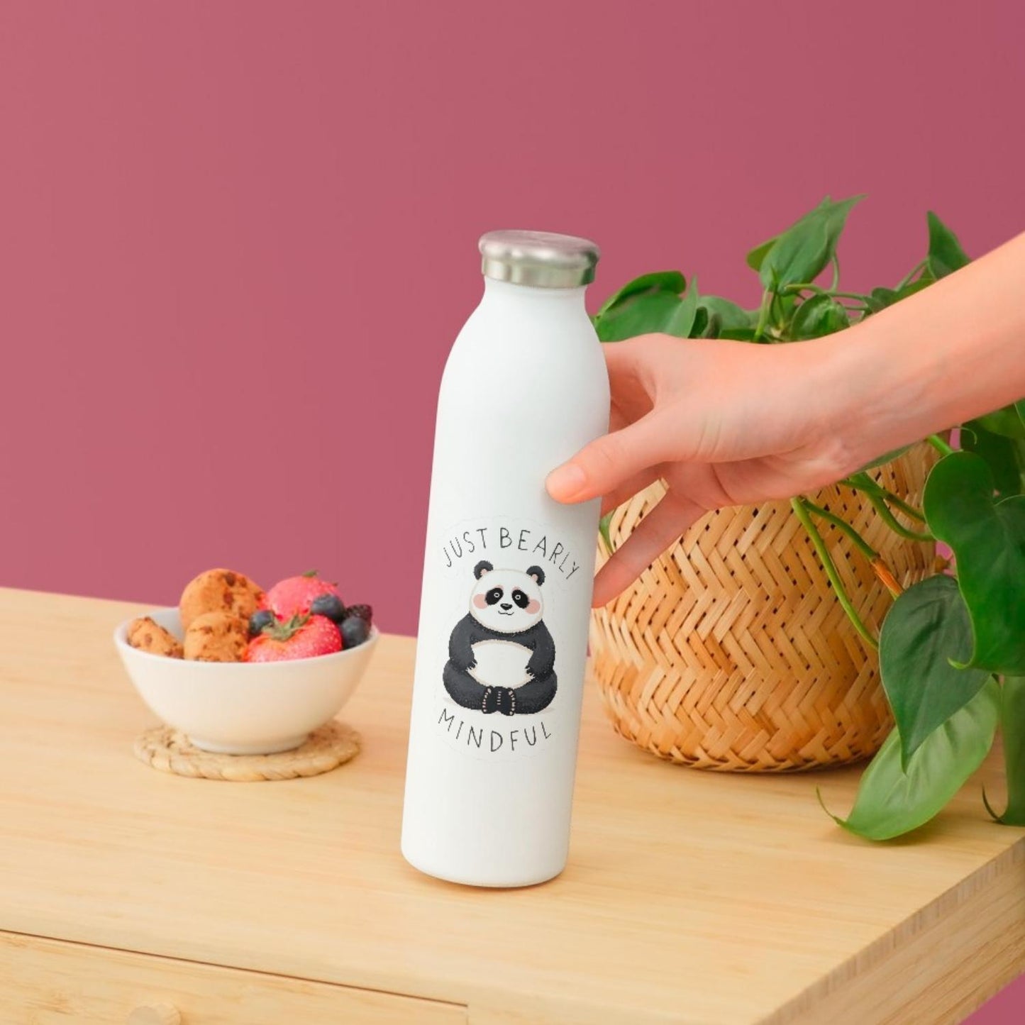 Just Bearly Mindful Panda | Meditation | White Gloss Vinyl | Die-Cut Sticker