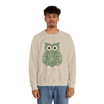 Wise & Whimsical — Folk Owl Cosy Crewneck Sweatshirt