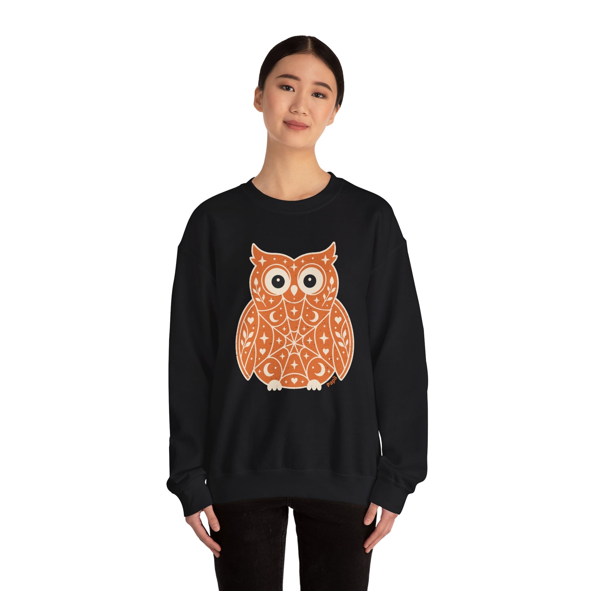 Wise & Whimsical — Folk Owl Cosy Crewneck Sweatshirt