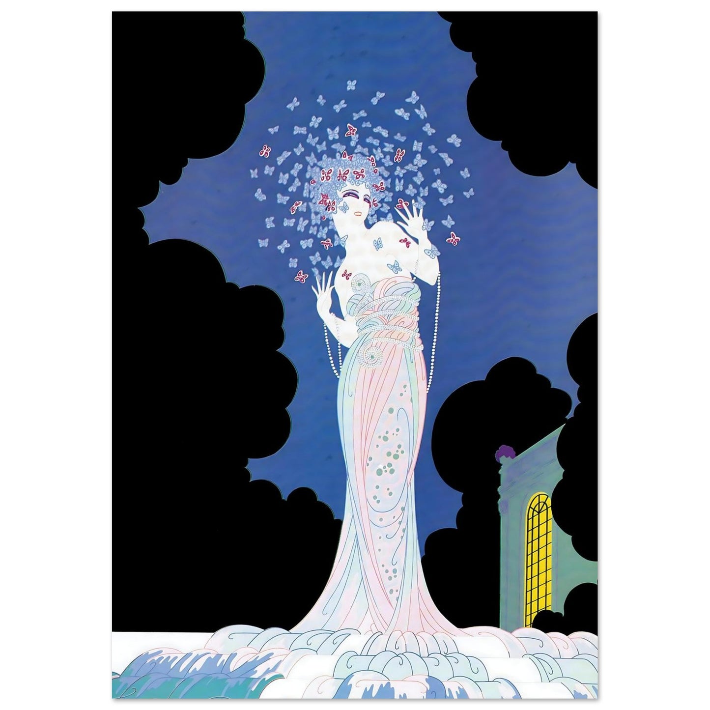 Butterfly Muse Art Deco Wall Art Poster A2 (42 x 59.4 cm)