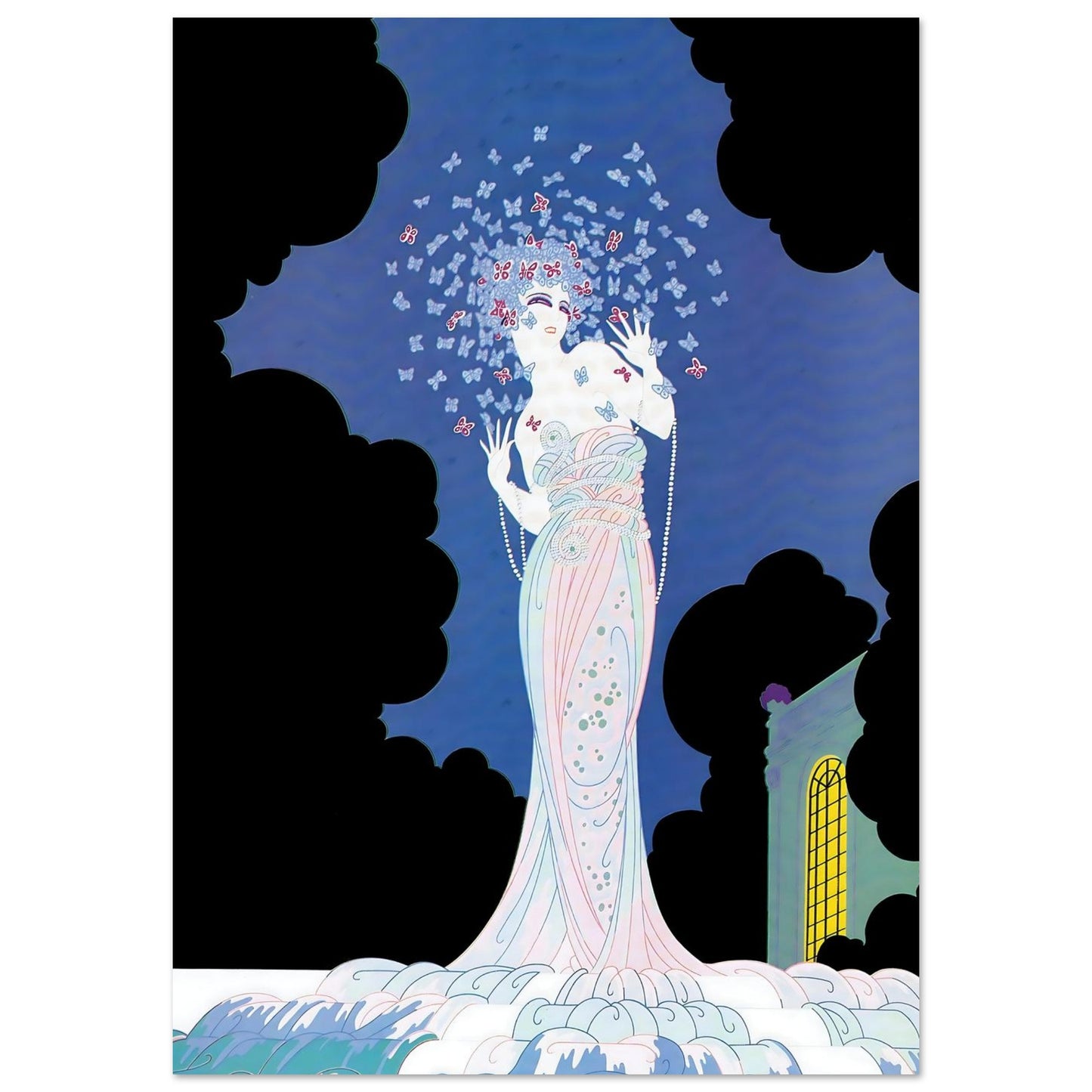 Butterfly Muse Art Deco Wall Art Poster A1 (59.4 x 84.1 cm)