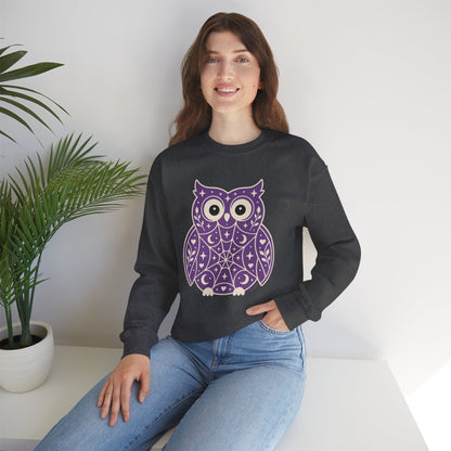 Wise & Whimsical — Folk Owl Cosy Crewneck Sweatshirt