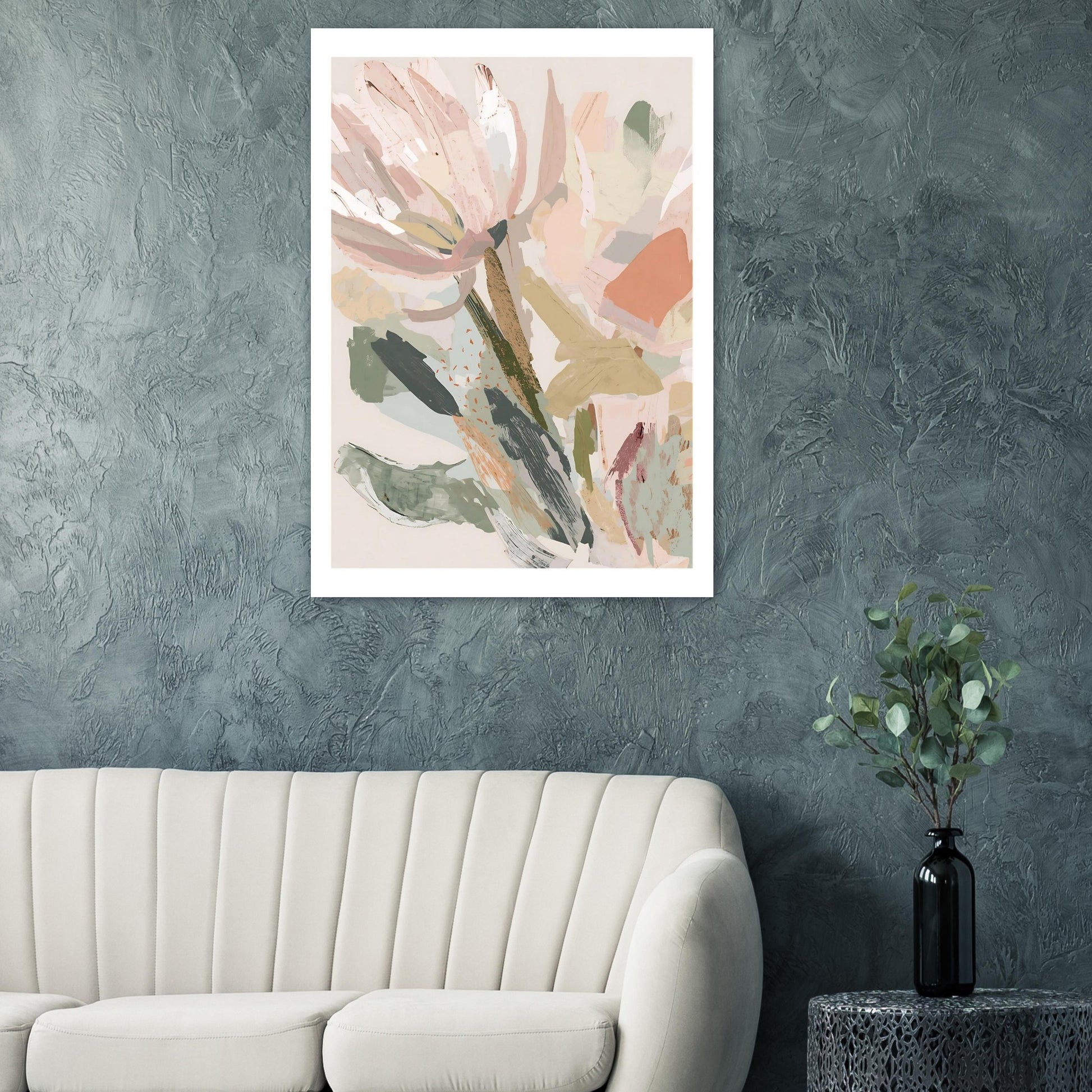Abstract Floral Canvas Wall Art Print | Modern Minimalist Botanical Painting