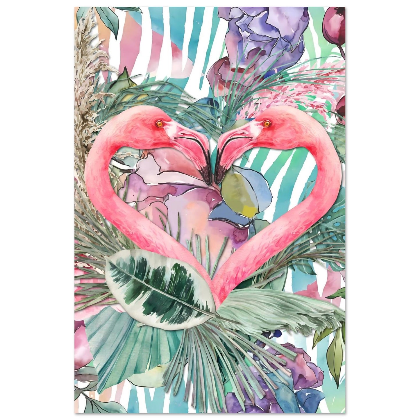 Flamingo Love Tropical Wall Art Poster 30x45 cm 12x18″