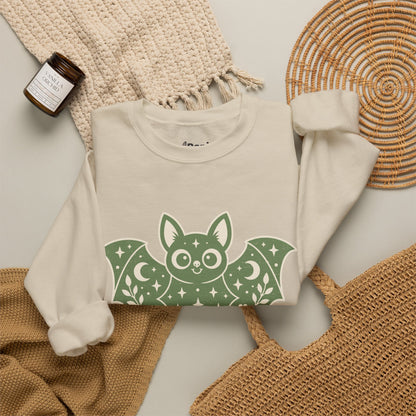 Moonlit Magic — Cute Purple Bat Halloween Crewneck Sweatshirt