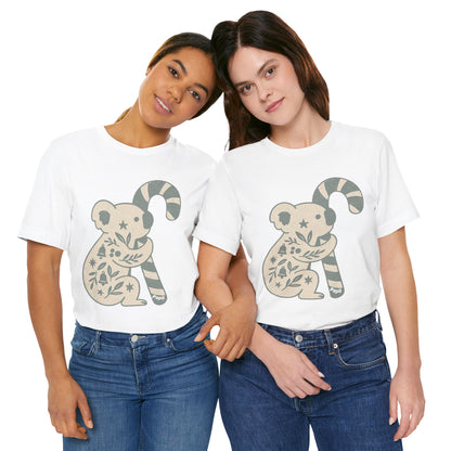 Koala Candy Cane Christmas Unisex T-Shirt — Cute Floral Koala Australian Holiday Tee