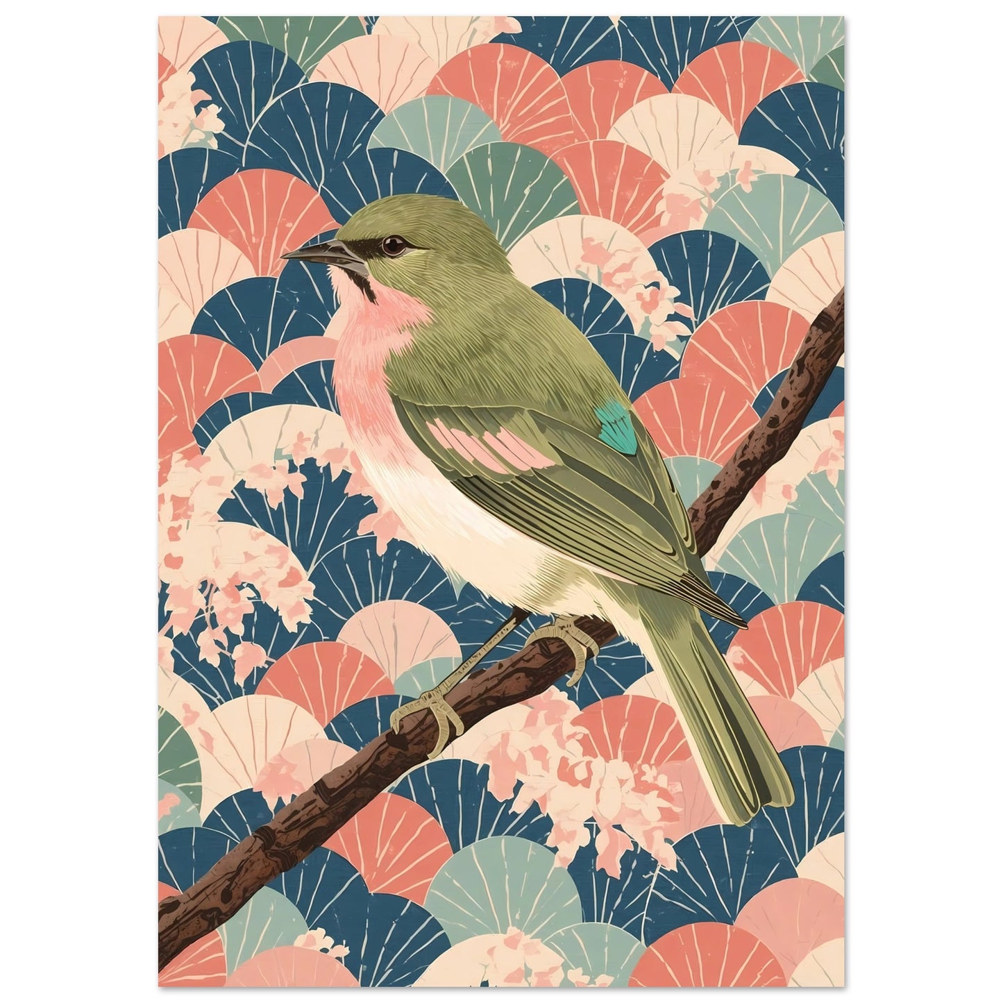 Songbird Serenity Japanese Art Wall Poster 21x29.7 cm 8x12"
