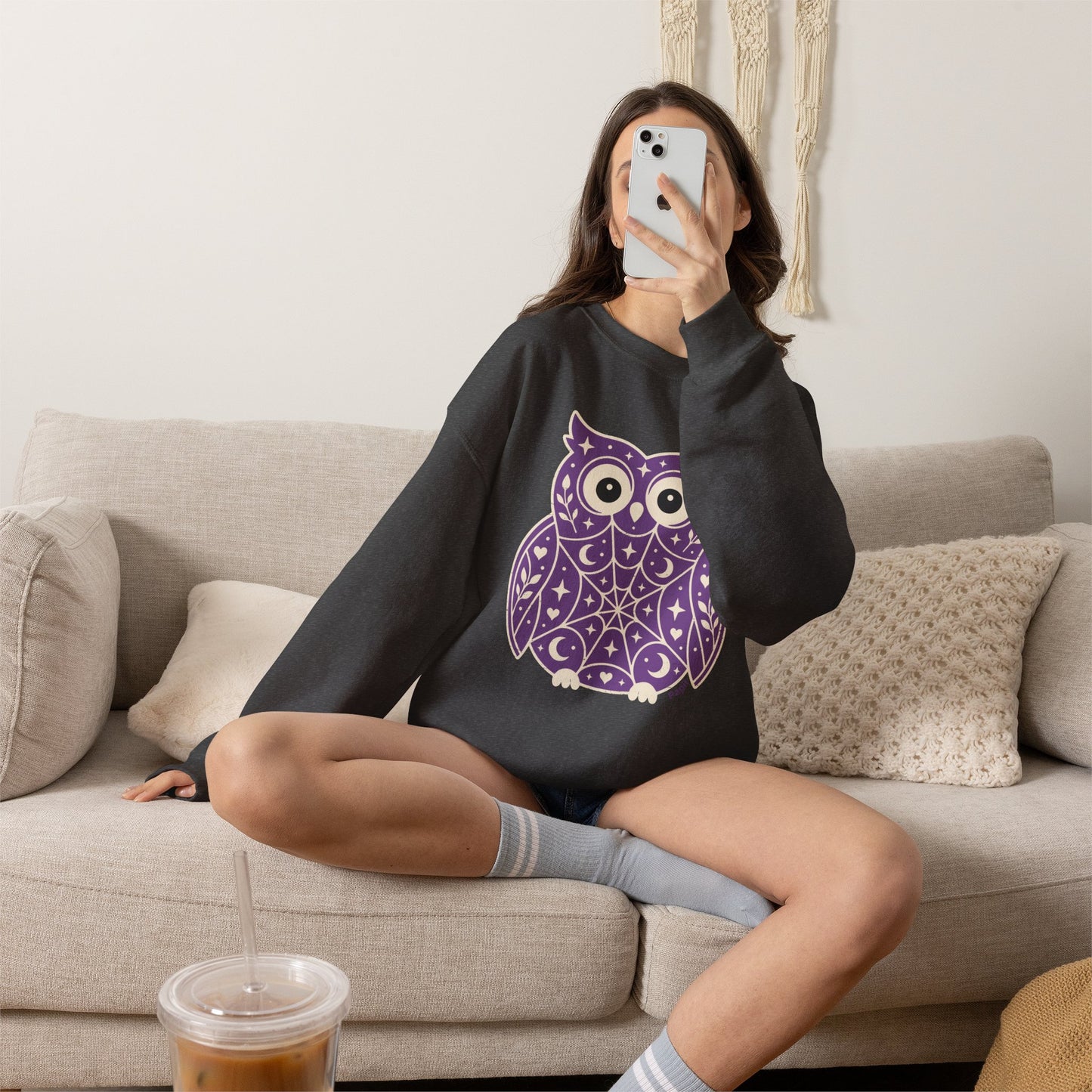 Wise & Whimsical — Folk Owl Cosy Crewneck Sweatshirt
