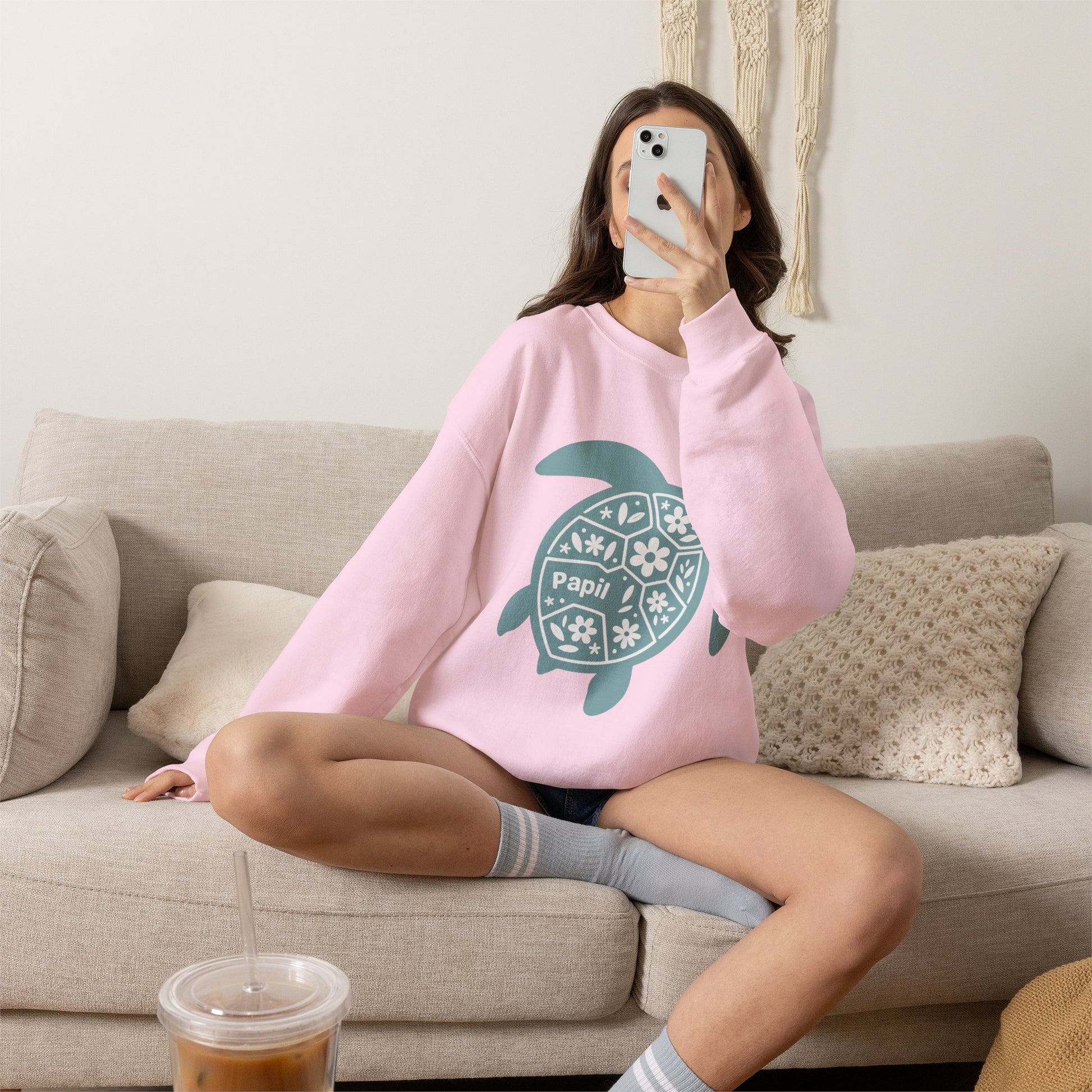 Shell Yeah! Floral Sea Turtle Cosy Crewneck Sweatshirt
