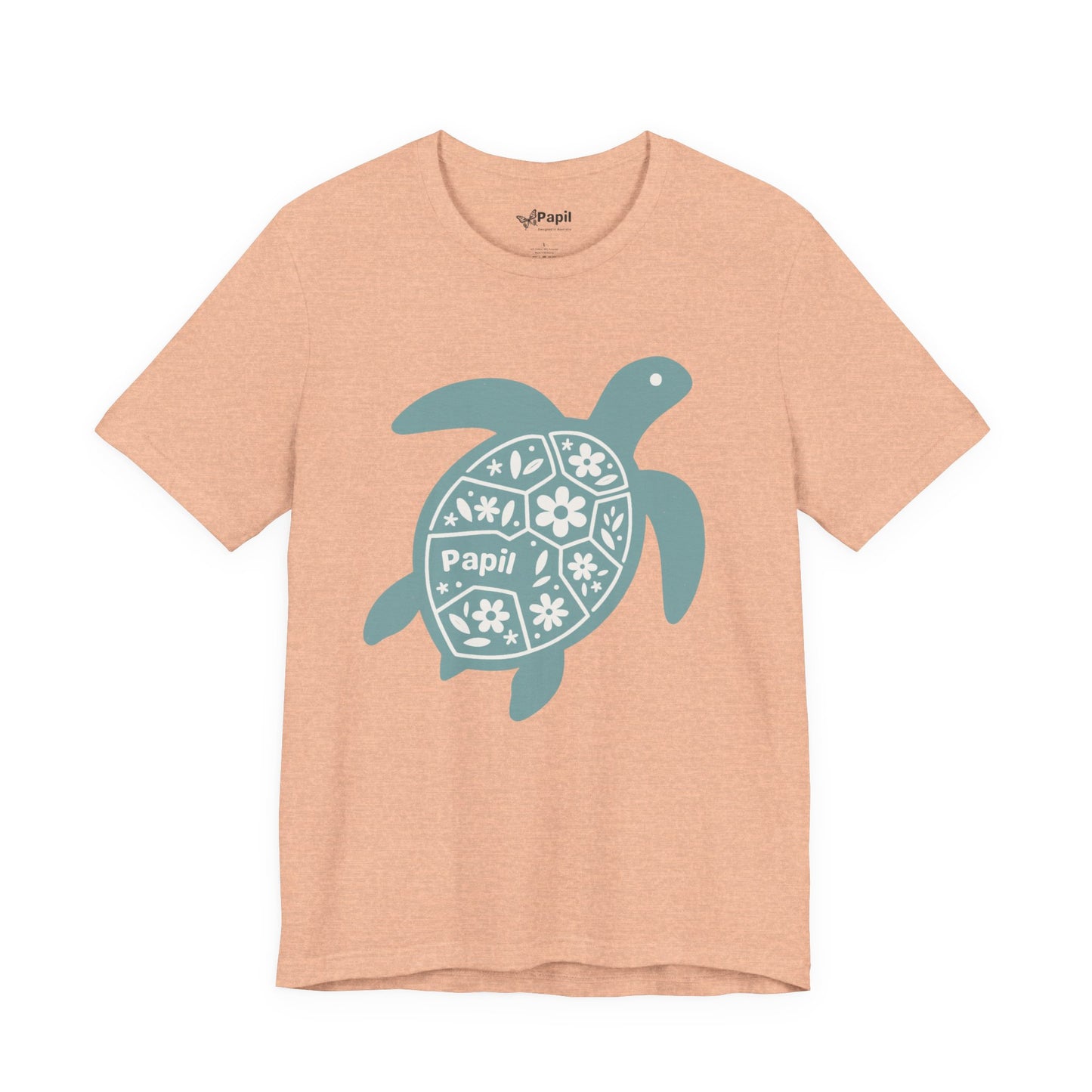Sea Turtle Graphic Tee — Papil Floral Shell T-Shirt Heather Peach