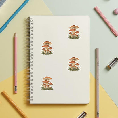 Woodland Mushroom Cluster | Cottagecore | White Satin Vinyl | Kiss-Cut Sticker