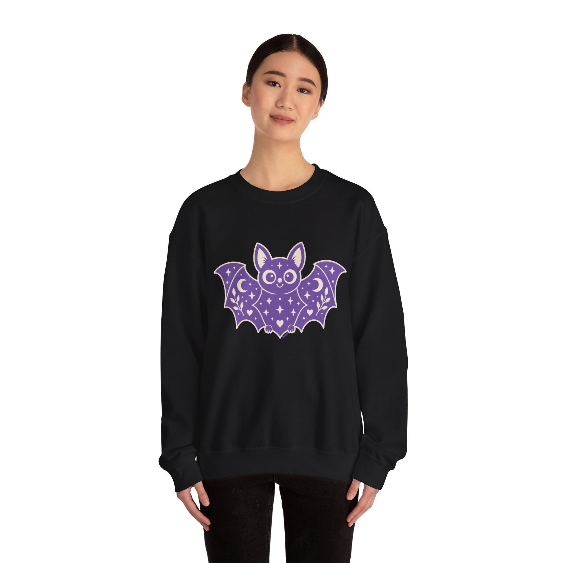 Moonlit Magic — Cute Purple Bat Halloween Crewneck Sweatshirt
