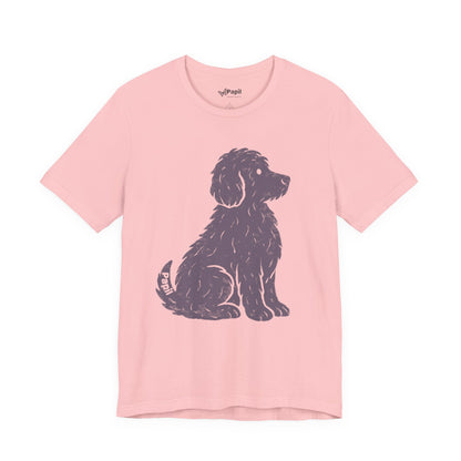 Cute Sitting Puppy Unisex T-Shirt — Whimsical Dog Graphic Tee Pink