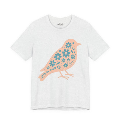 Floral Spring Bird Graphic T-Shirt Ash