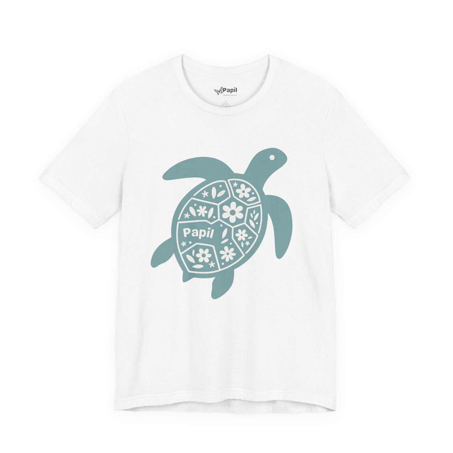 Sea Turtle Graphic Tee — Papil Floral Shell T-Shirt White