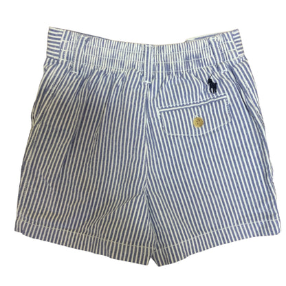 Ralph Lauren Baby Boys 2-Piece Set White Shirt & Blue Stripe Shorts | Size 9M