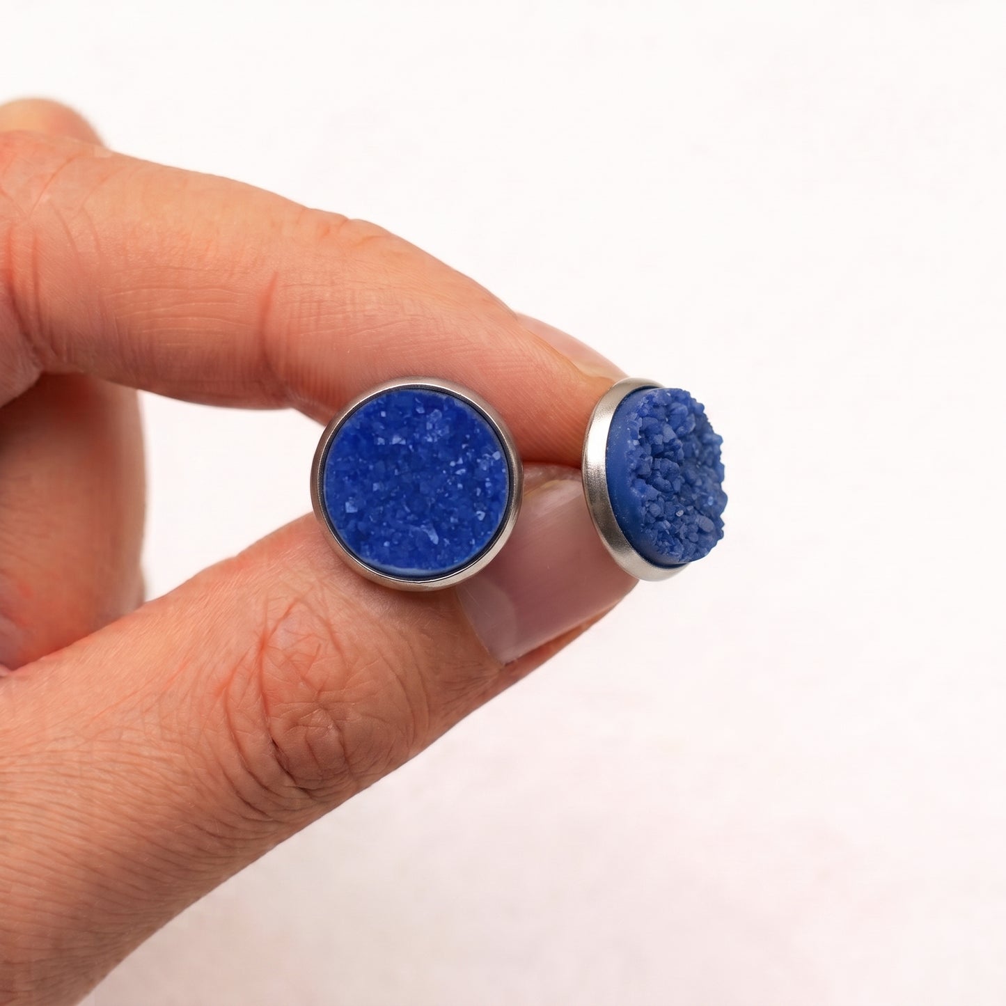 Sparkly Druzy Stud Earrings, Handmade Shimmer Studs in Multiple Colours