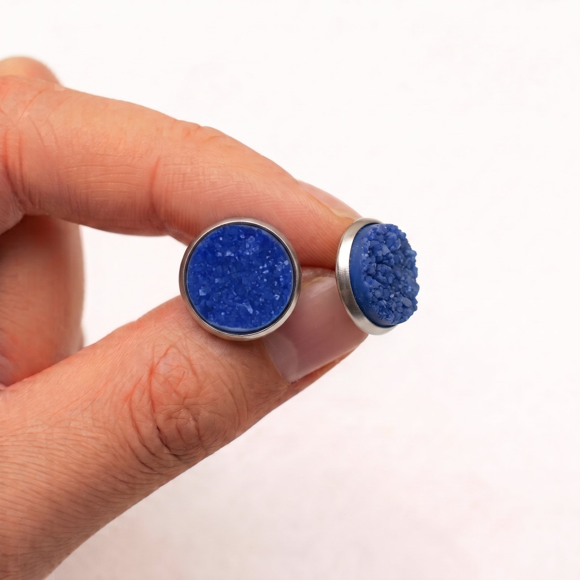 Sparkly Druzy Stud Earrings, Handmade Shimmer Studs in Multiple Colours