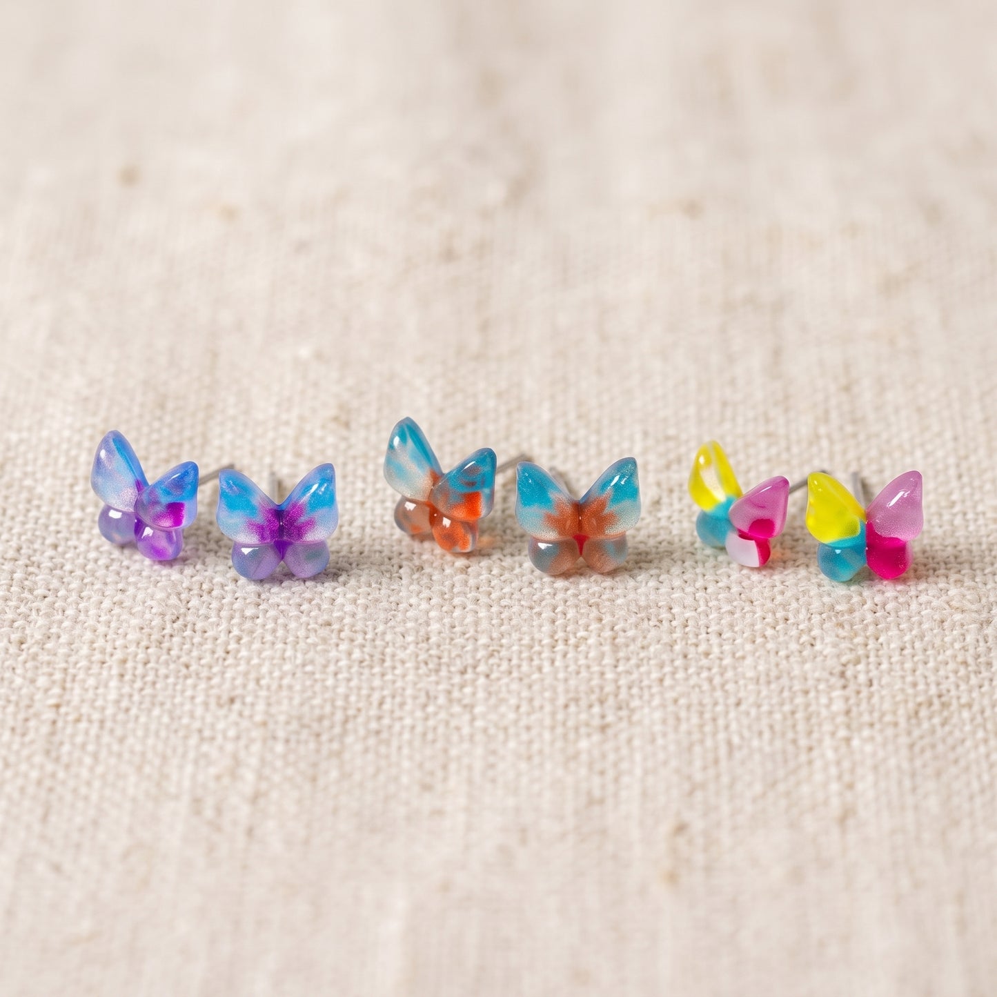 Whimsical Butterfly Stud Earrings, Handmade Dainty Resin Studs