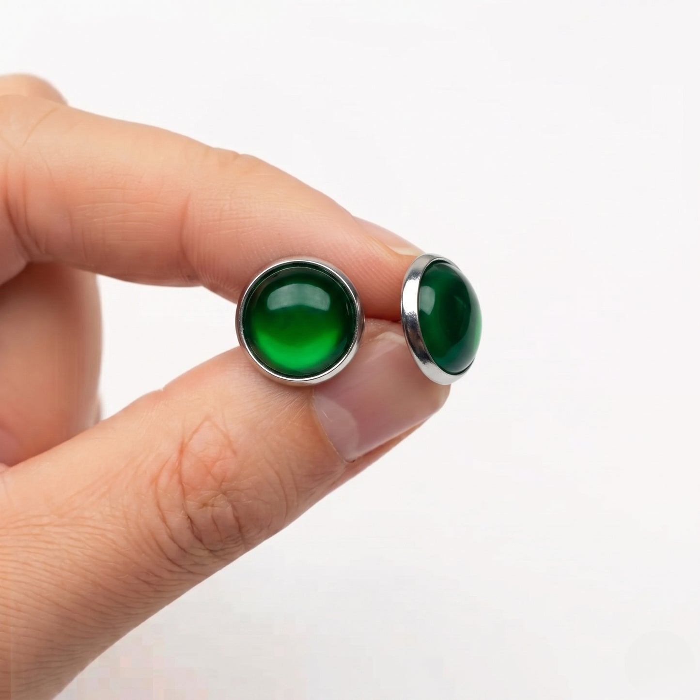 Glossy Dome Stud Earrings, Handmade Shiny Colour-Pop Studs