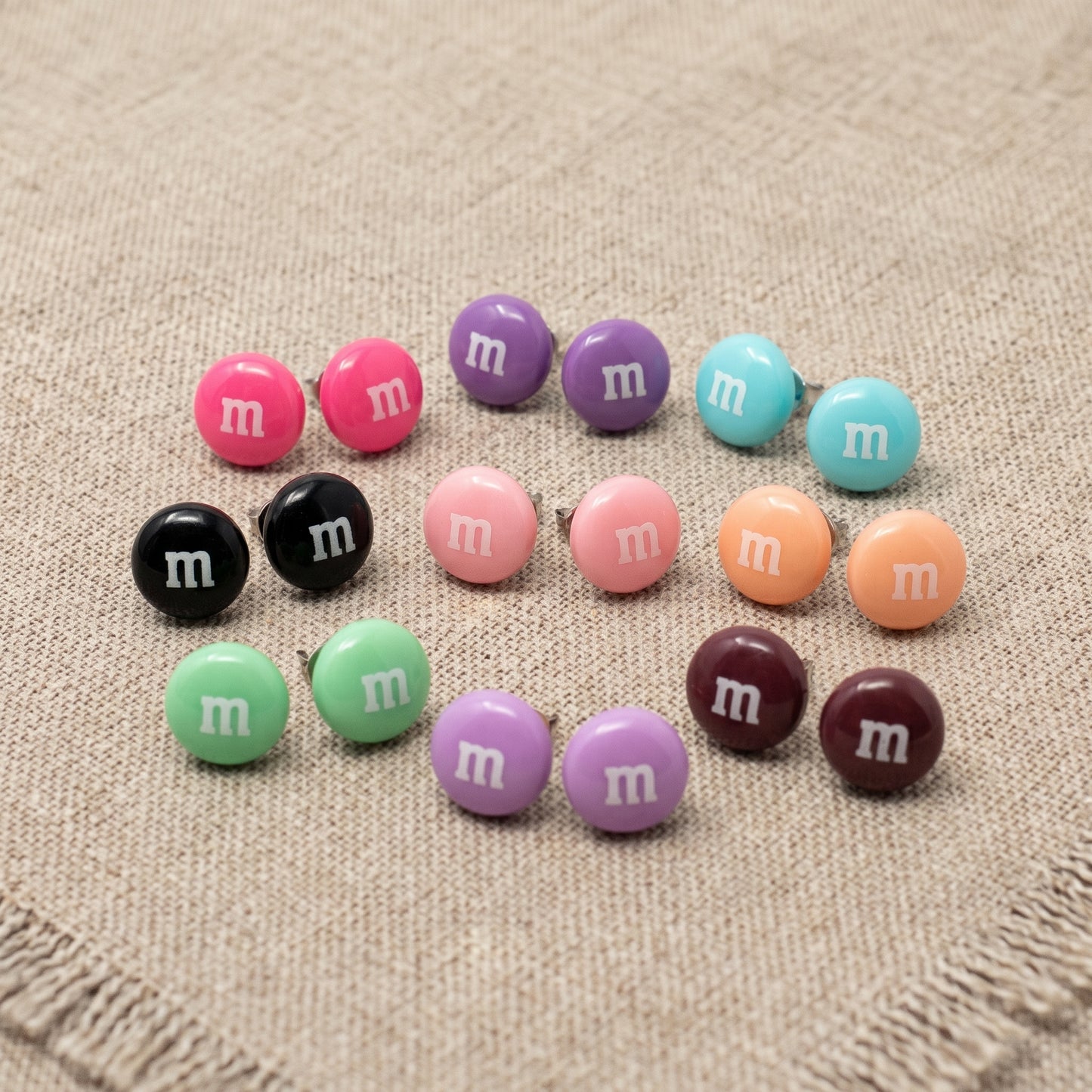 Colourful Round Lolly-Look Stud Earrings | Handmade | 14mm