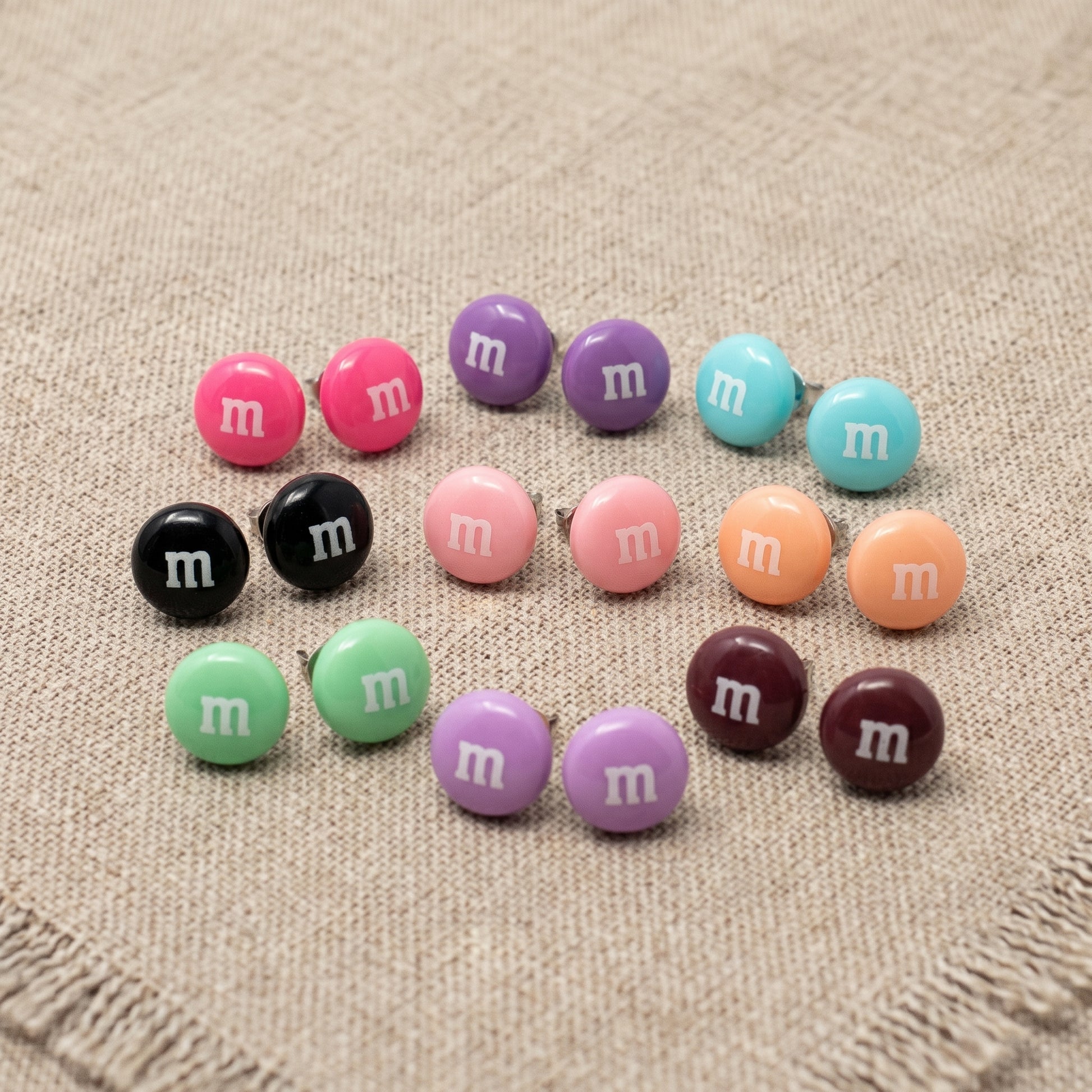 Colourful Round Lolly-Look Stud Earrings | Handmade | 14mm