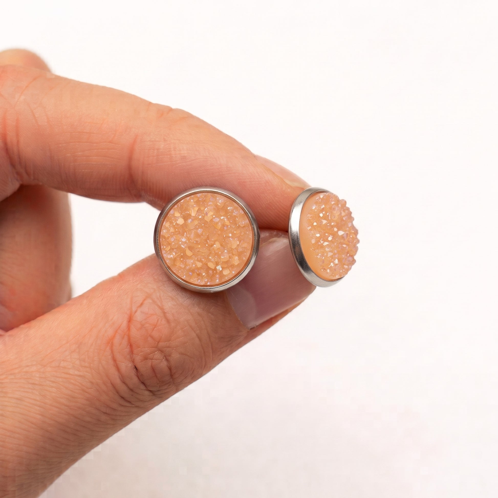 Sparkly Druzy Stud Earrings, Handmade Shimmer Studs in Multiple Colours