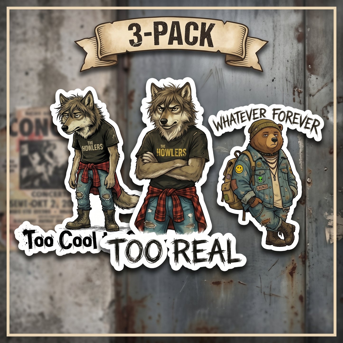 Edgy Sticker 3-Pack | Grunge Vinyl Decal Bundle