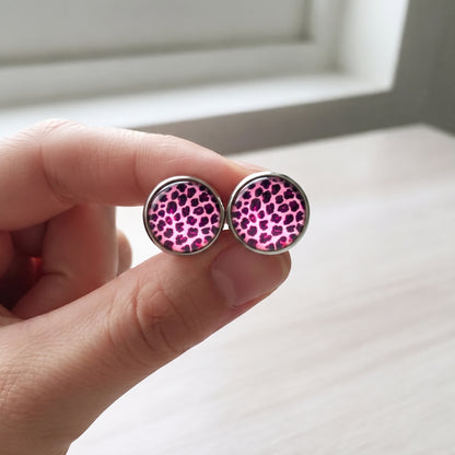 Wild Animal Print Stud Earrings, Handmade Everyday Statement Studs