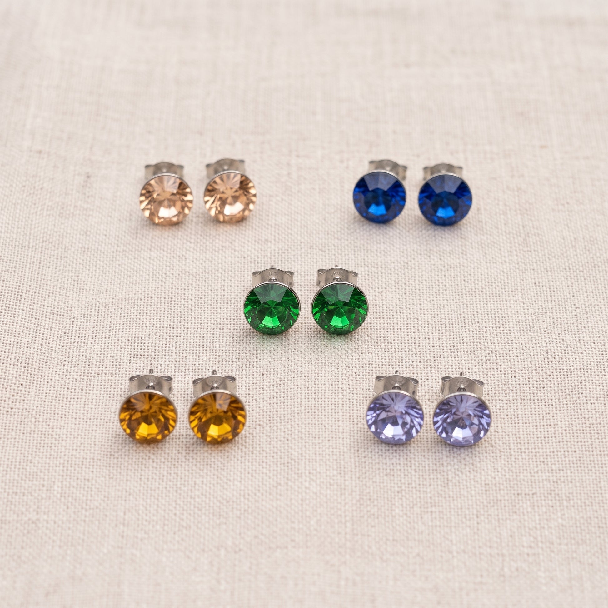 Crystal Stud Earrings – Stainless Steel with Pointed-Back Glass Crystals