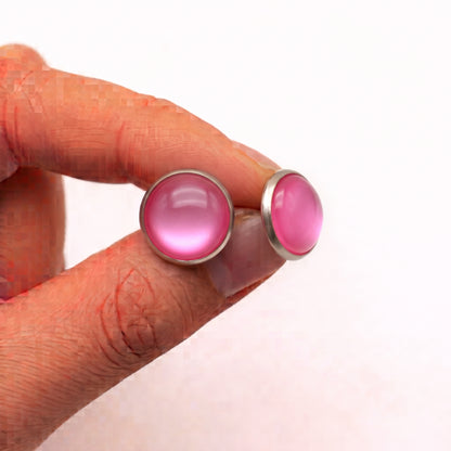 Glossy Dome Stud Earrings, Handmade Shiny Colour-Pop Studs
