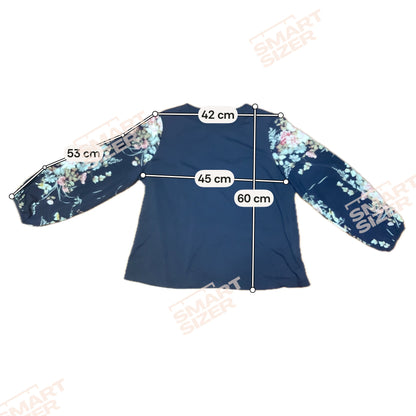 Emery Rose Women's 2XL Navy Bubble Sleeve Top Floral NWOT