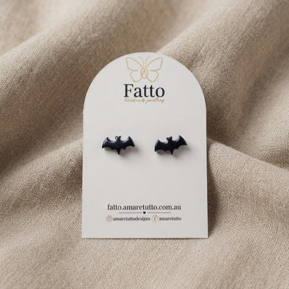 Bat Stud Earrings, Handmade Halloween Resin Studs