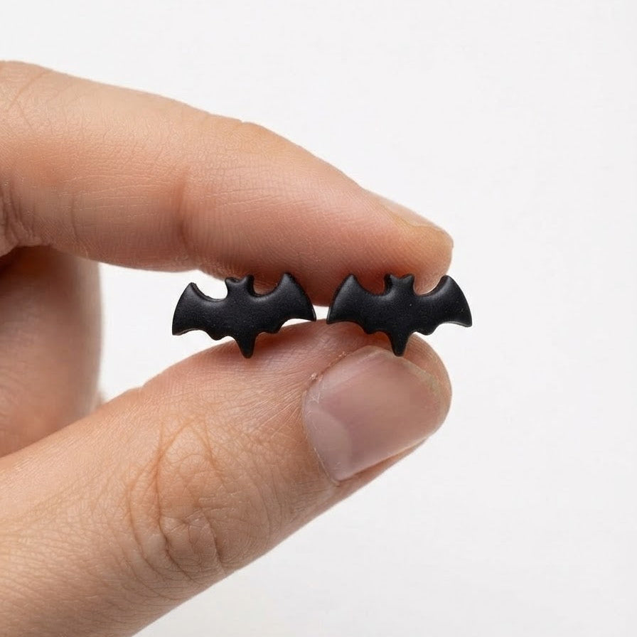 Bat Stud Earrings, Handmade Halloween Resin Studs