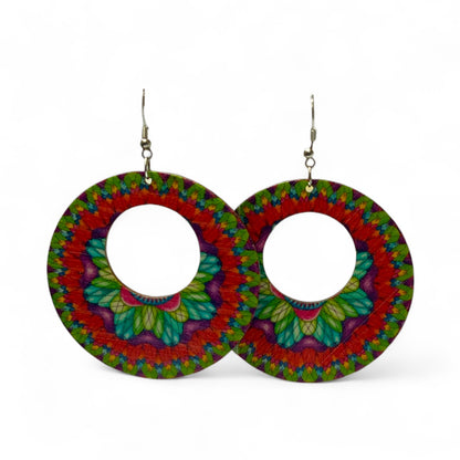 Boho Style Double Sided Wooden Earrings – Handmade Lightweight Jewellery Style 3