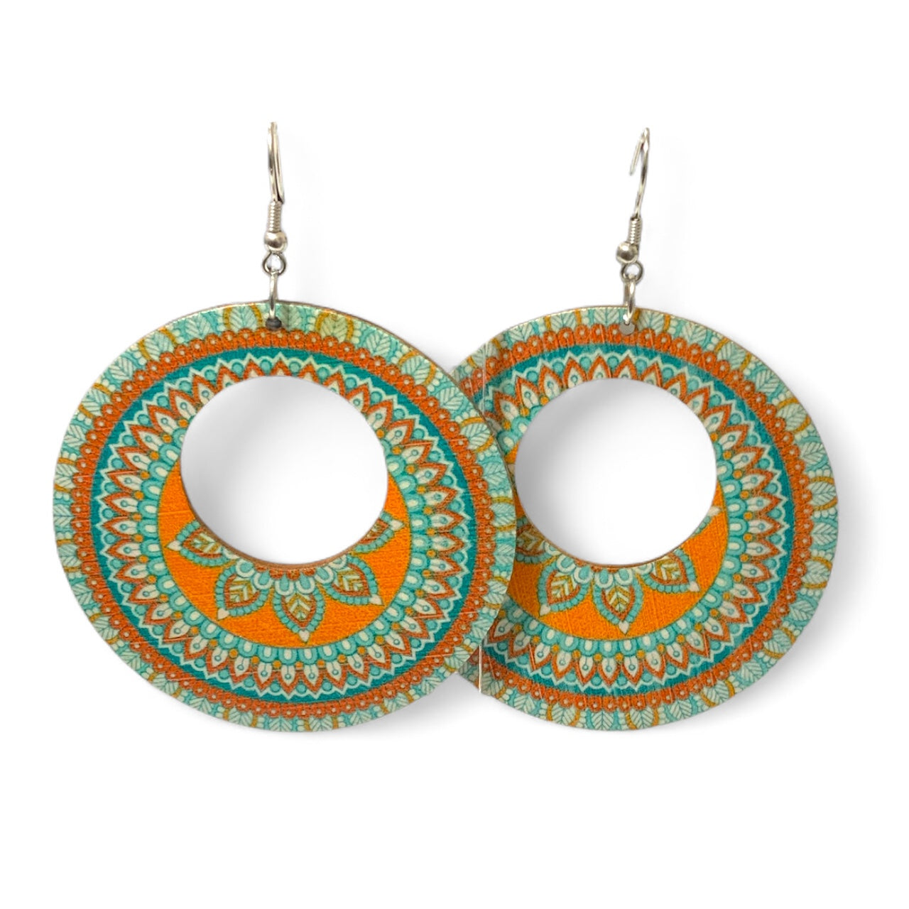 Boho Wooden Necklace & Earrings Set – Style 11, Handmade Matching Printed Wood Jewellery