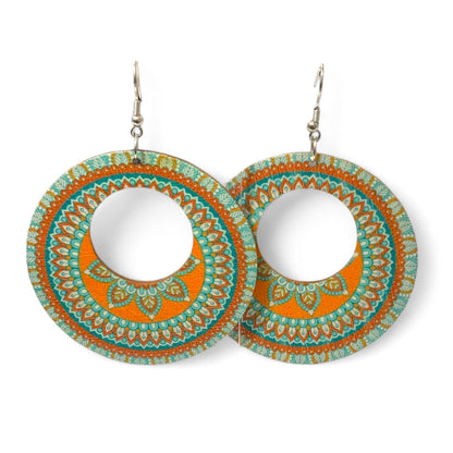 Boho Wooden Necklace & Earrings Set – Style 11, Handmade Matching Printed Wood Jewellery